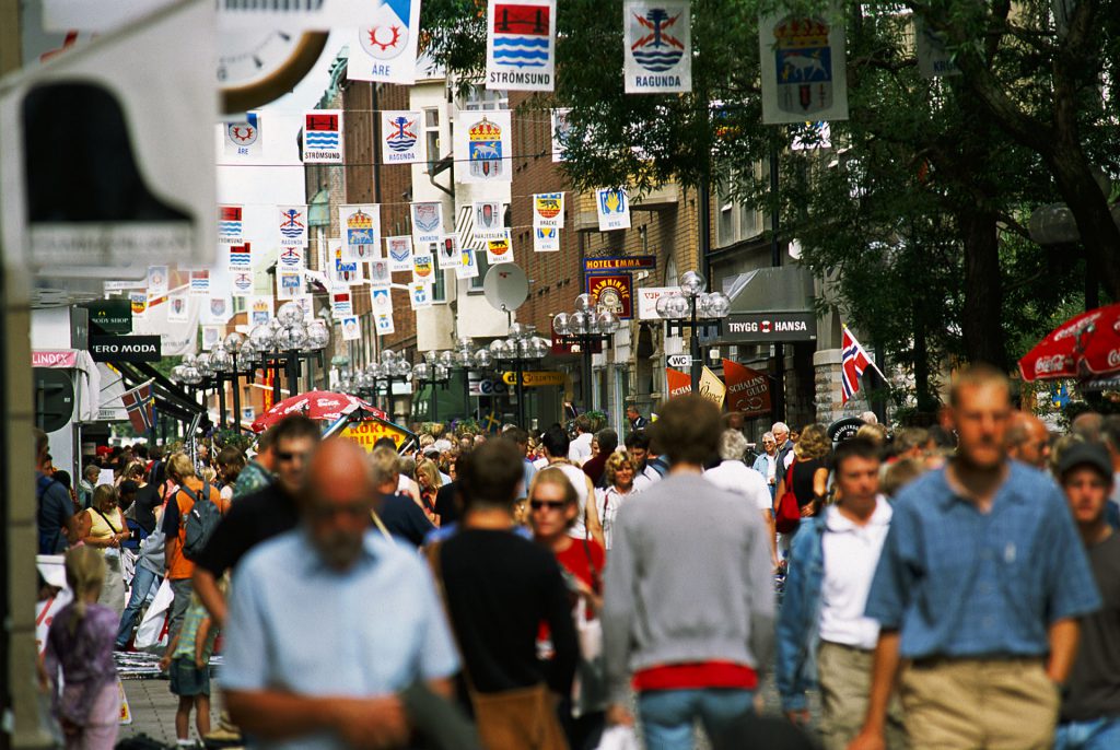 The pedestrian street in Östersund.
