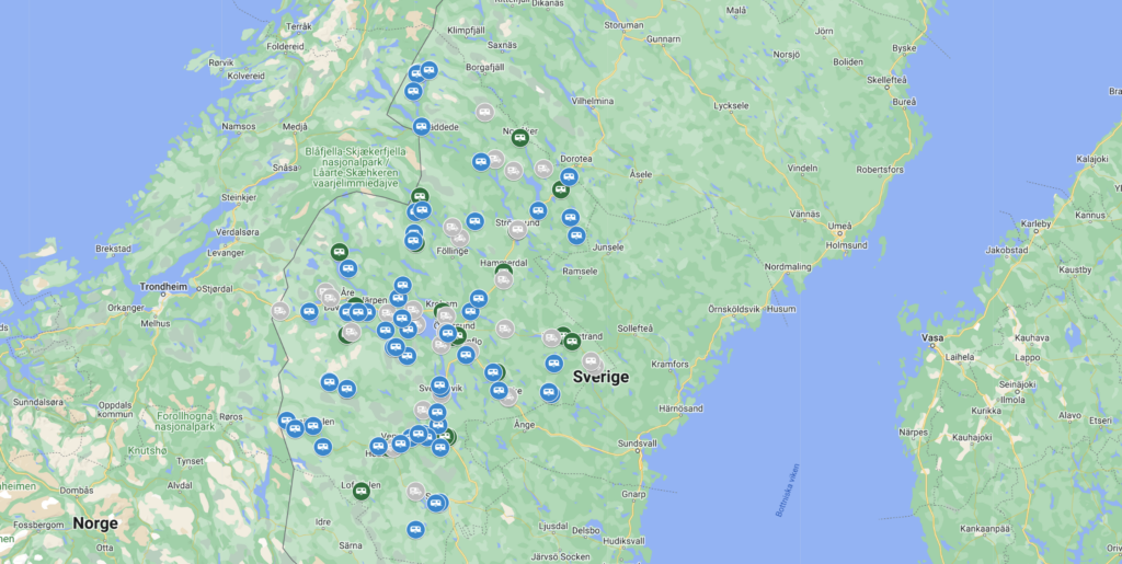 Campingar ställplatser Jämtland Härjedalen karta