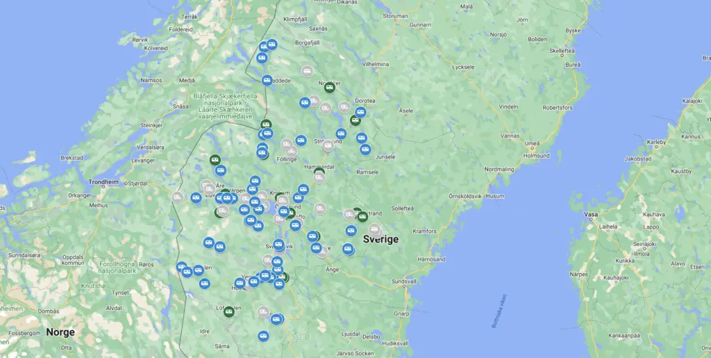 Campingar ställplatser Jämtland Härjedalen karta