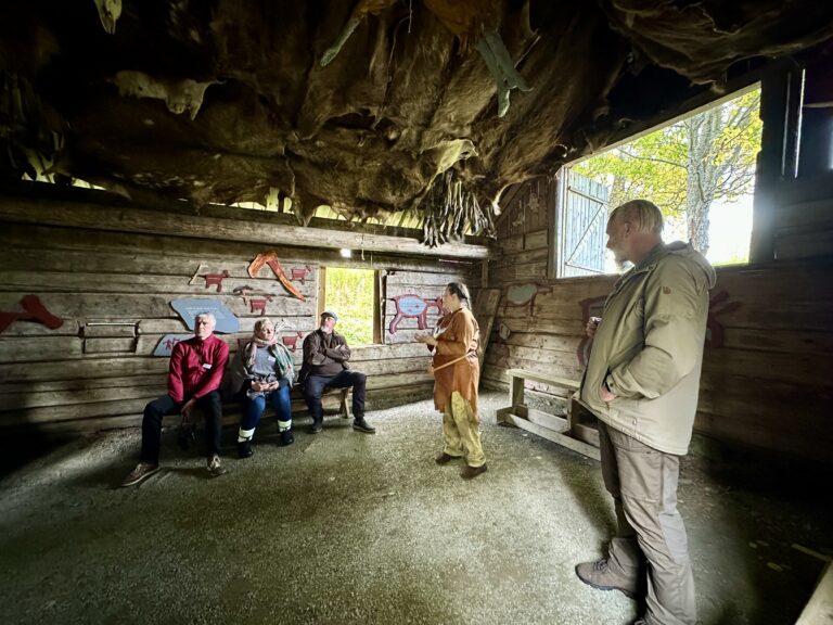 Lena guidar vid Glösa hällristningar. Foto: Anne Adsten